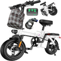 Electric Bike for Adults and Teens, 560-740W Motor, 20-25MPH Compact Commuter Folding Ebike, 32 Miles Range, 48V 10Ah Battery, 3-Level Pedal Assist, 14' Foldable Electric Bicycle, UL 2849 Certified