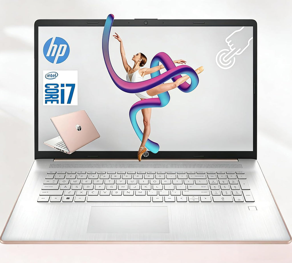 HP 17.3 Inch Touchscreen Laptop with Backlit Keyboard, Intel 13th Core i7-1355U, 64GB RAM, 2TB SSD, Wi-Fi 6, 15Hrs Battery, Rose Gold, Windows 11