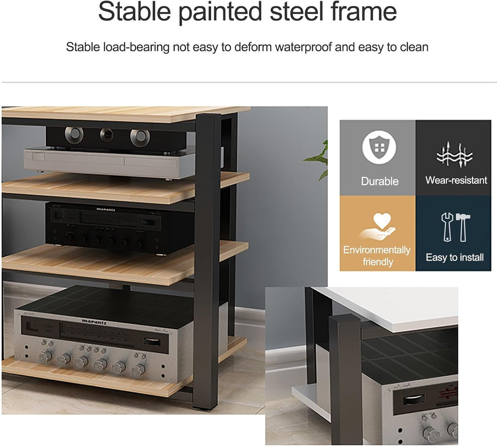 Audio Rack AV Media Stand Media Audio Tower Cabinet 2/3/4 Tier Audio Rack, for Entertainment Stereo Racks Component Storage and Collection Display(Black,90cm/35.4in)
