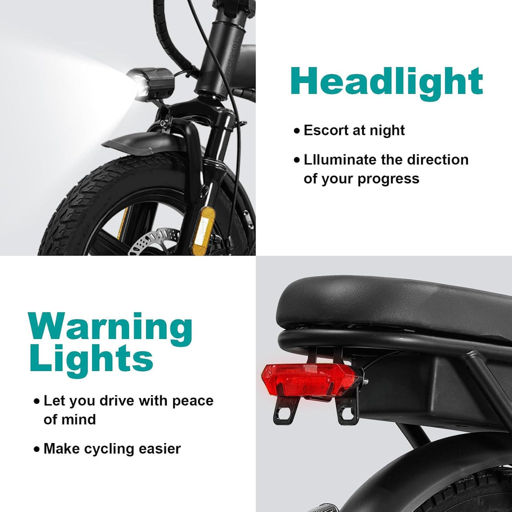 Electric Bike for Adults and Teens, 560-740W Motor, 20-25MPH Compact Commuter Folding Ebike, 32 Miles Range, 48V 10Ah Battery, 3-Level Pedal Assist, 14' Foldable Electric Bicycle, UL 2849 Certified