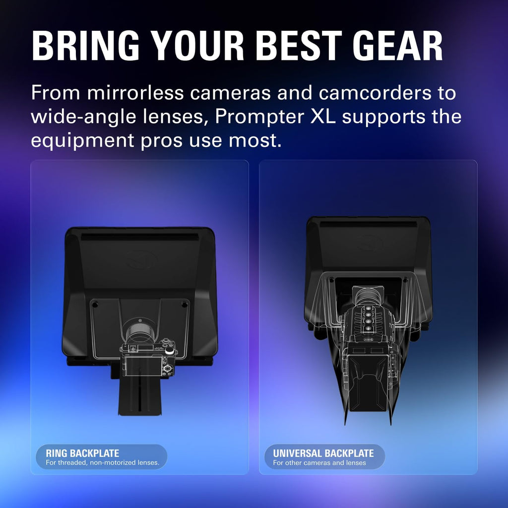 Elgato Prompter XL - Full-Sized Teleprompter with Removable Display, Video Conferencing Monitor, for DSLR Mirrorless & Studio Cameras, Single-Cable Setup - USB-C 3.2 for PC & Mac