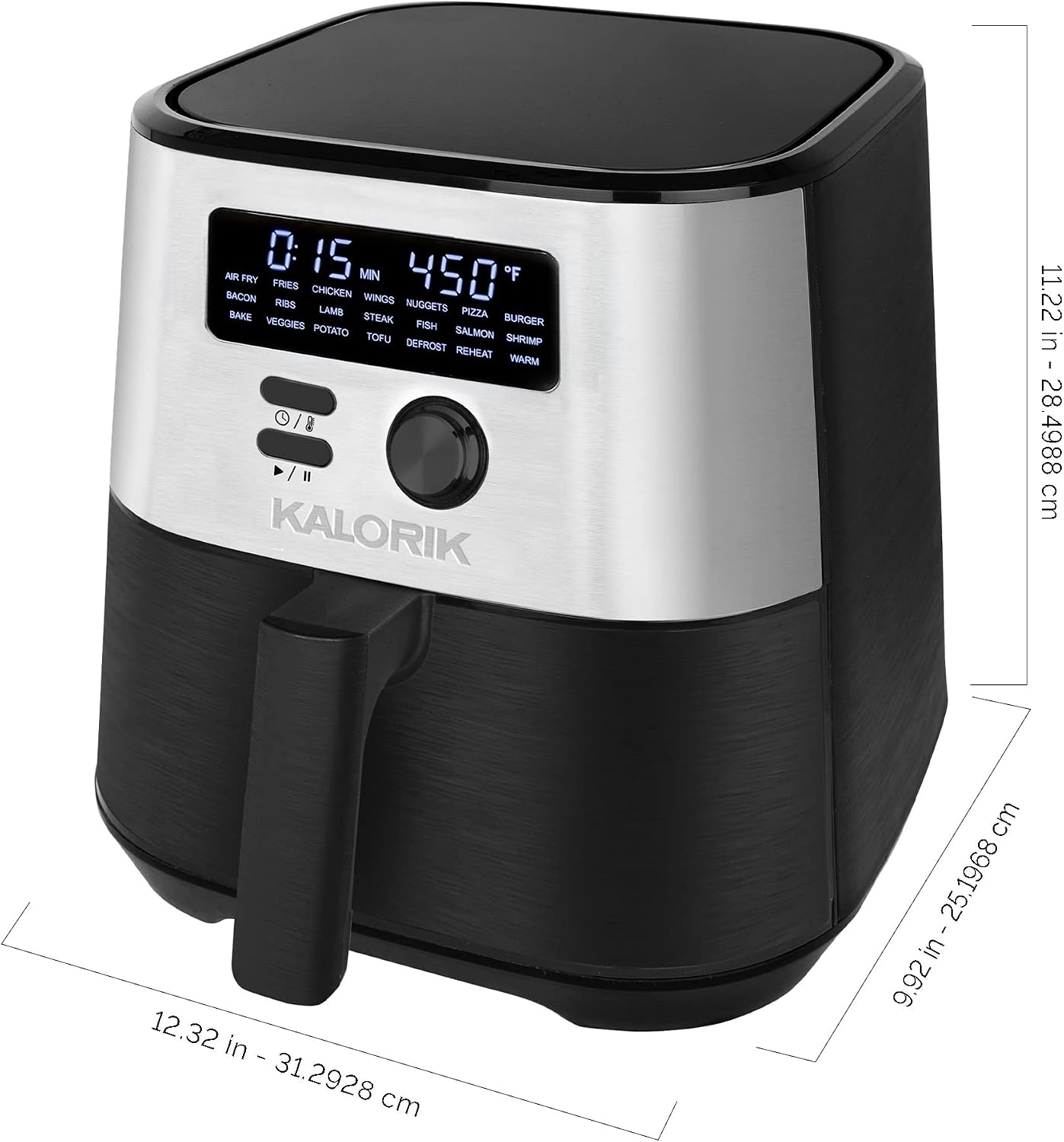 Kalorik MAXX® Digital 4-Quart 7-in-1 Air Fryer, LED Display, 21 Smart Presets, 4 Accessories, Recipe Book, 1600W, Stainless Steel, FT 50929 OW