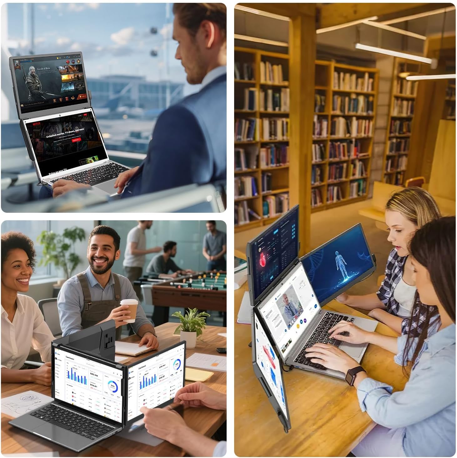ADREAMER 13.3' Triple Screen Laptop Monitor Extender, Detachable 3 Monitor for 11.6'-16', FHD 1200P IPS, Multi Screen Laptop Attachment, Compatible with Wins/MacOS(M1/M2/M3).