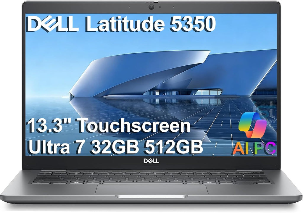 Dell Latitude 5000 5350 Business AI PC Laptop (13.3' FHD Touchscreen, Intel 12-Core Ultra 7 165U, 32GB DDR5 RAM, 512GB SSD), Backlit KB, 1080p IR Webcam, 2x Thunderbolt 4, HDMI, Win 11 Pro, Gray