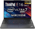Lenovo ThinkPad E16 Gen 3, 16' FHD+, Intel Ultra 7 255H, 16GB DDR5 RAM, 512GB NVMe, Fingerprint, Backlit Keyboard, WiFi 6E, RJ-45, FHD Webcam, Windows 11 Pro, AI Business Laptop - Black