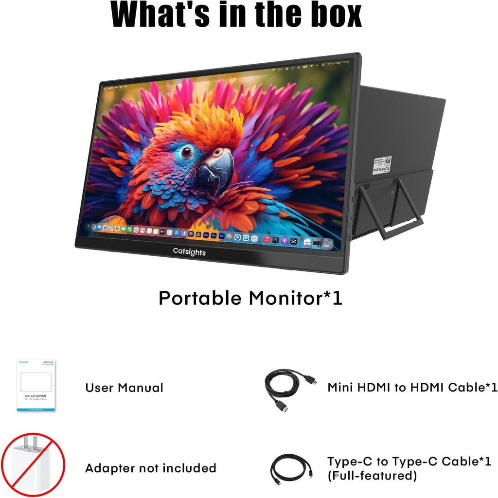 15.6 inch Portable Monitor Touchscreen for Mac FHD 1080P Touch Screen Monitor Equipped with USB-C/HDMI Ports VESA Stand HDR IPS Panel Multi-Touch Support for MacOS iOS Laptop PC Switch