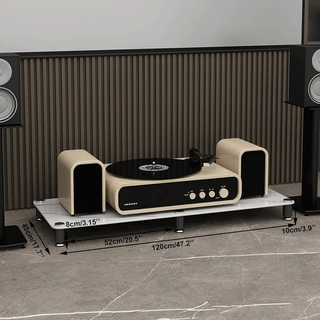 Audio Rack Stereo Rack Audio Equipment Rack Audio Open Rack Cabinet HiFi Rack Audio-Video Shelving with Stone Plate and Carbon Steel(Nero,1 Tier)
