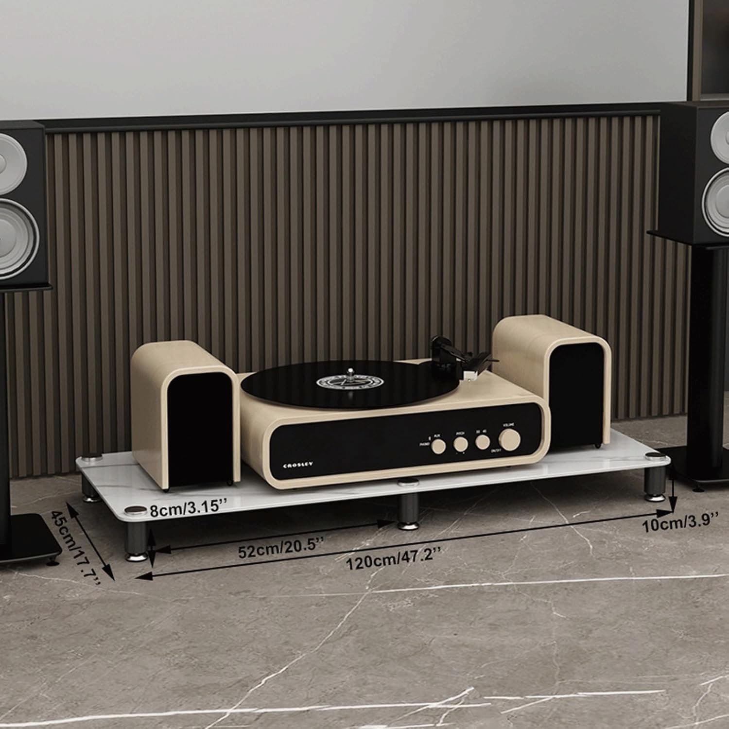 Audio Rack Stereo Rack Audio Equipment Rack Audio Open Rack Cabinet HiFi Rack Audio-Video Shelving with Stone Plate and Carbon Steel(Nero,1 Tier)