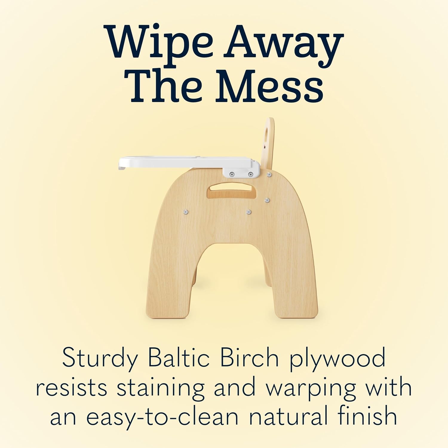 Foundations Easy Serve 7' Wood Feeding Chair for Toddlers, Adjustable Harness, Removable Dishwasher Safe Tray, 'No Tip' Base, Baltic Birch Plywood