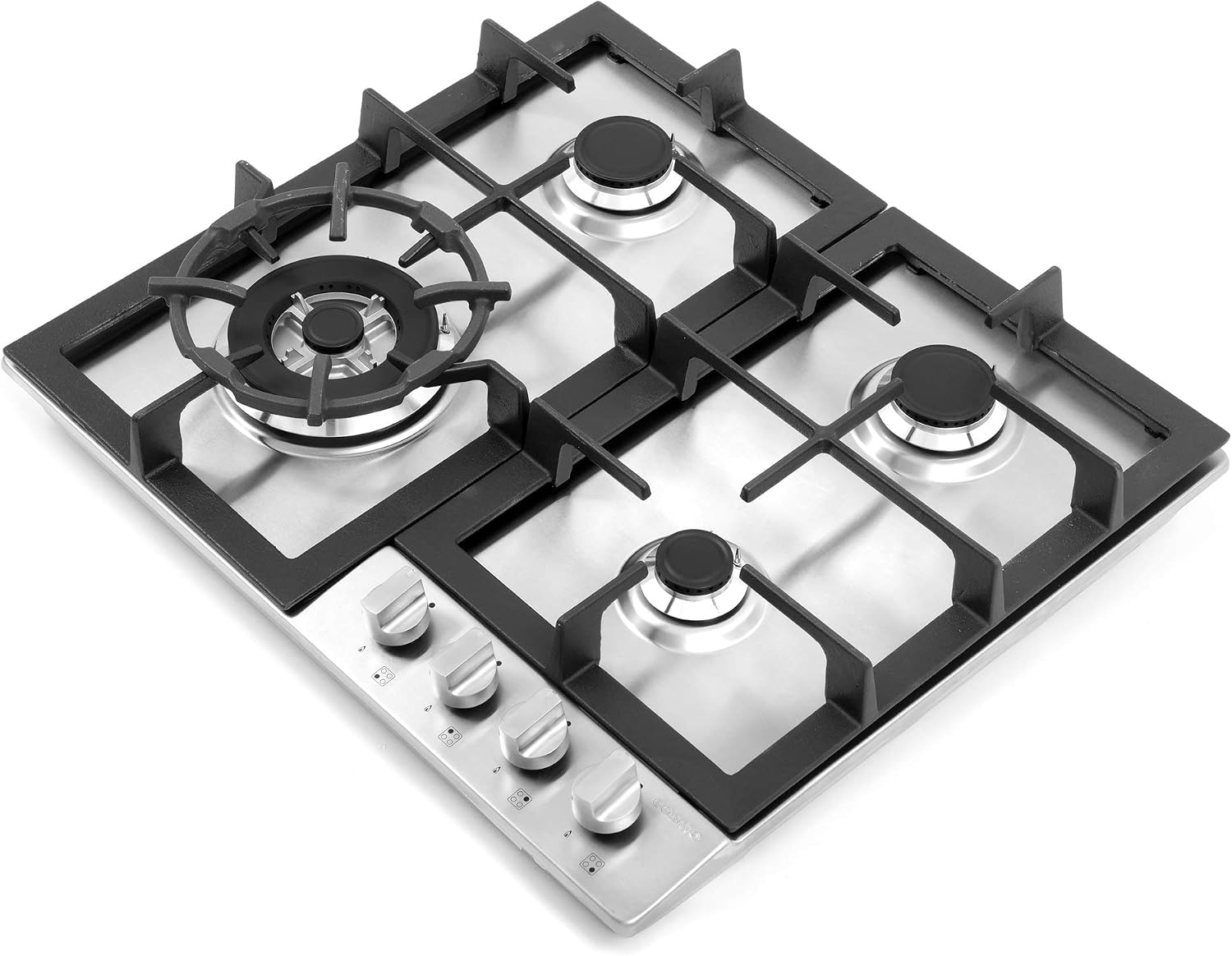COSMO 640STX-E 24 in. Gas Cooktop with 4 Sealed Burners, Drop-In Counter-Top Cooker Cooktop with Cast Iron Grate and Melt-Proof Metal Knobs in Stainless Steel