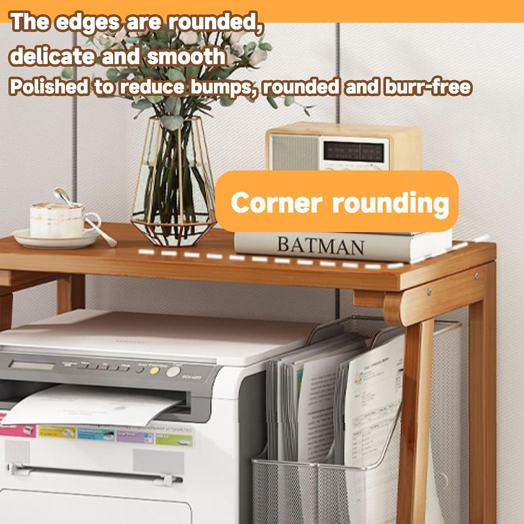 Printer Stand, Home Printer Stand, Office Printer Table, Printer Stand with Storage Shelf, Printer Cart for Fax Machine/3D Printer/Scanner(Brown,49 * 35 * 70 cm)