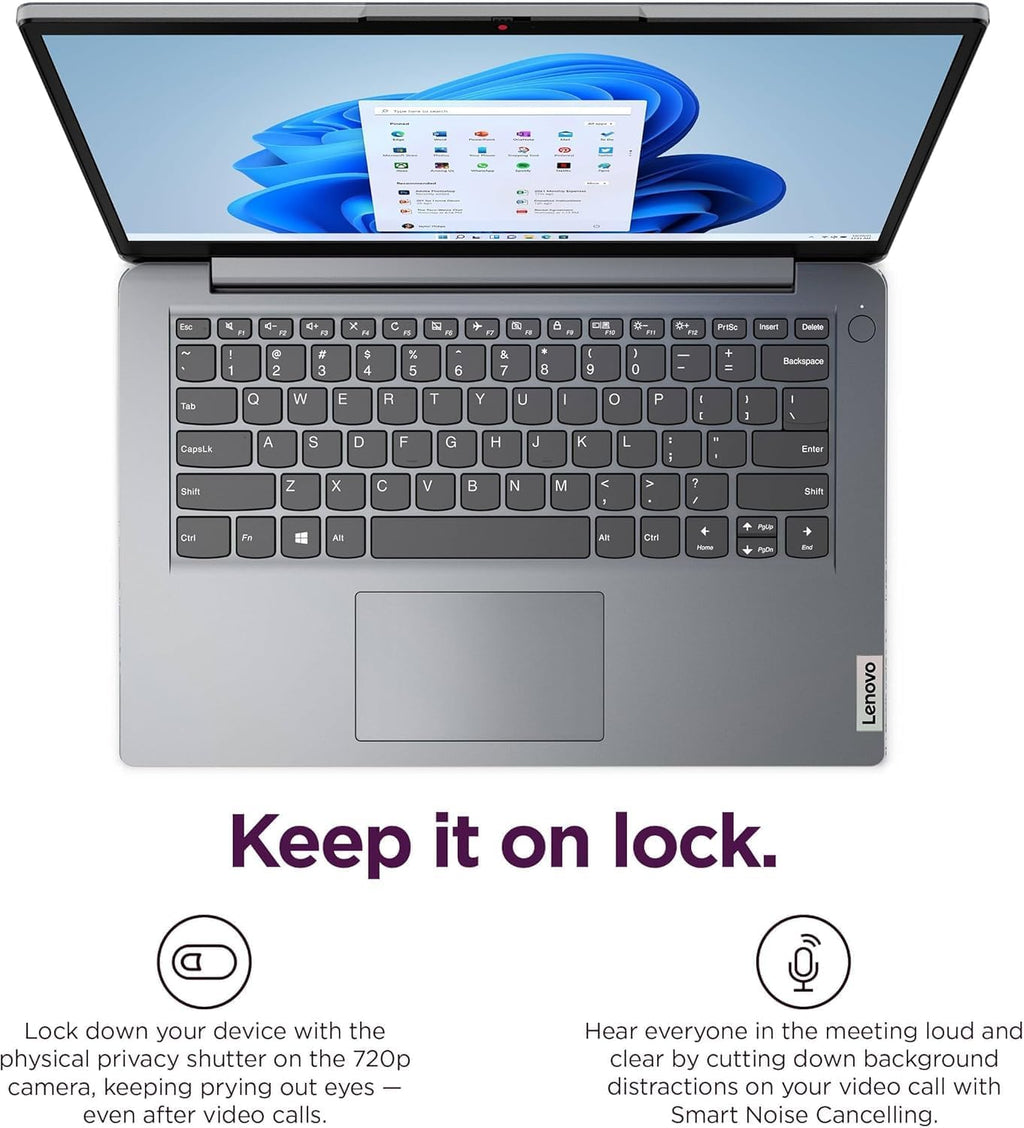 Lenovo IdeaPad 1i Student Laptop, 14' Anti-Glare HD Display, Intel Dual Core Processor, 8GB RAM, 128GB eMMC, Intel UHD Graphics, Wi-Fi, Windows 11 Home, with 5ave 6-in-1 Accessory Kit