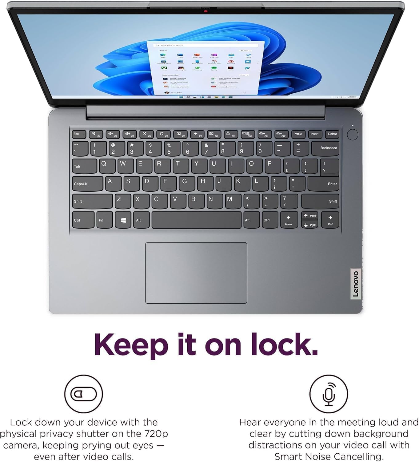 Lenovo IdeaPad 1i Student Laptop, 14' Anti-Glare HD Display, Intel Dual Core Processor, 8GB RAM, 128GB eMMC, Intel UHD Graphics, Wi-Fi, Windows 11 Home, with 5ave 6-in-1 Accessory Kit