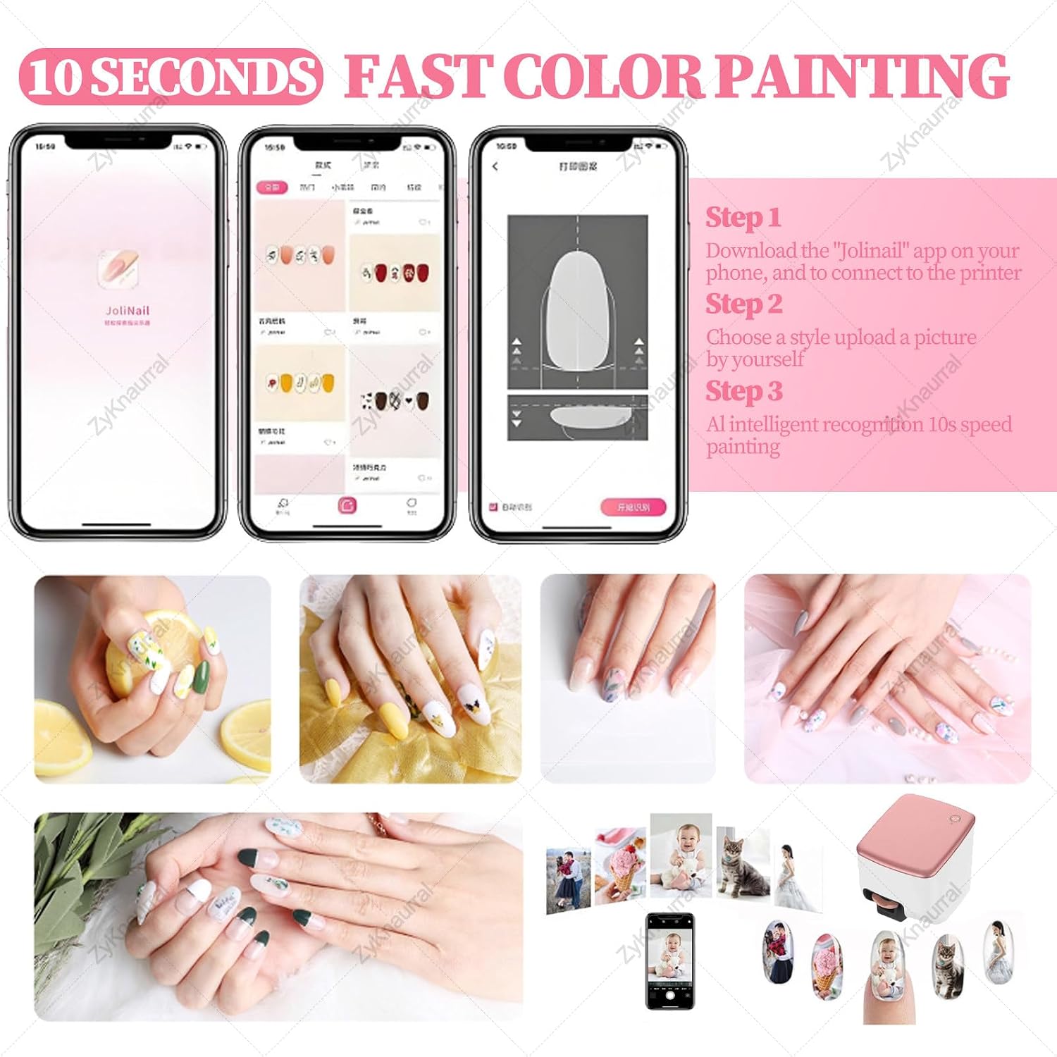 3D Nail Printer Robot Nail Painting Machine Smart Nail Printer - Digital Intelligent Nail Art Printer for Kids/Nail Salon/Manicure/Nail Lovers