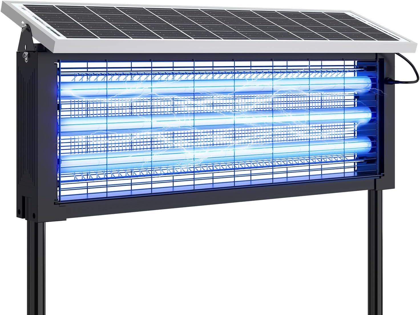 Solar Bug Zapper Outdoor, 30W Large Mosquito Zapper, Electric Mosquito Killer Outdoor, Waterproof & Portable Fly Killer, Rechargeable Flying Insect Trap for Patio, Yard, Garden, Home, Camping, Black