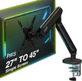 AVLT Single 27'-45' RGB Gaming Monitor Arm Desk Mount Built-in 20 Lighting Modes Touch Button Control Fits Flat/Curved/Ultrawide Screen Height Swivel Tilt Rotation Adjustable Stand -Black