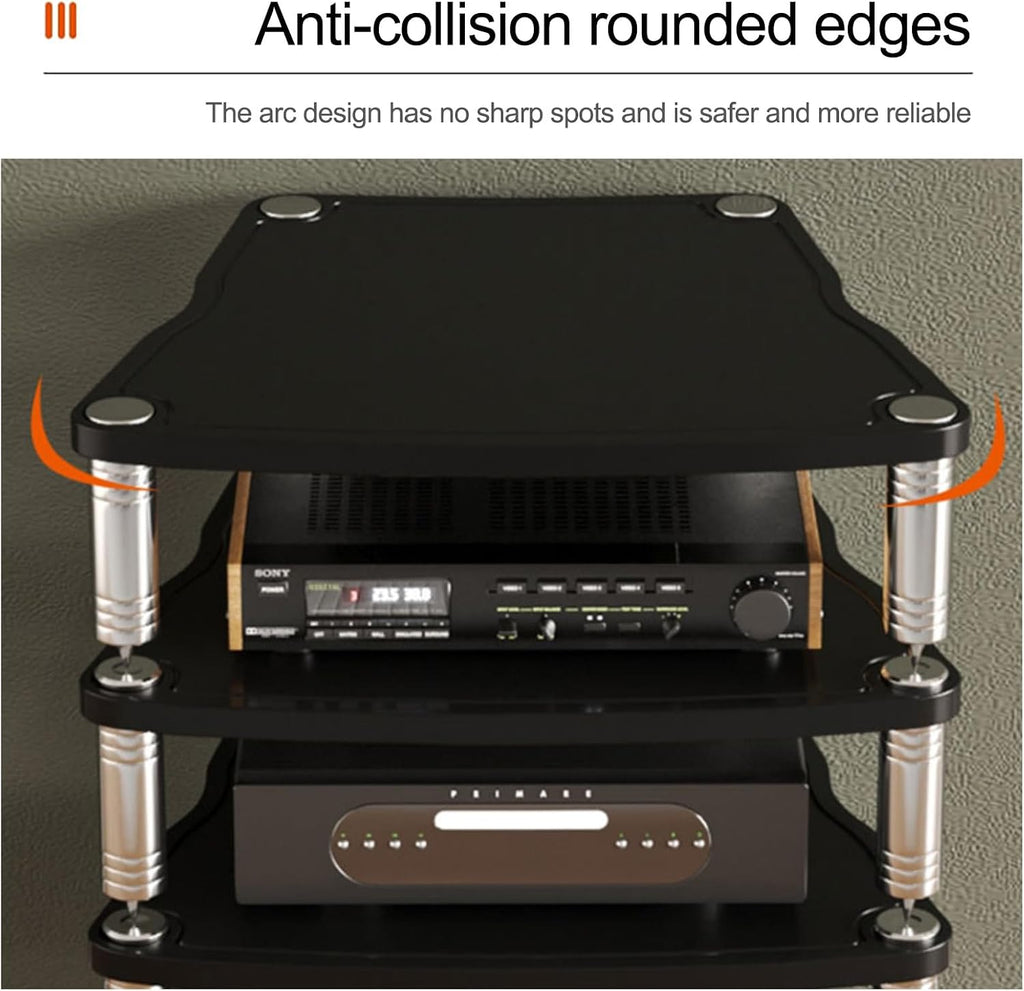 Stereo Racks and Stands AV Media Stand Audio Shelf, CD Rack Entertainment Stereo Component Organizer, for Home/Office/Theater Corner Entertainment Center(Brown,82cm/32.3in)
