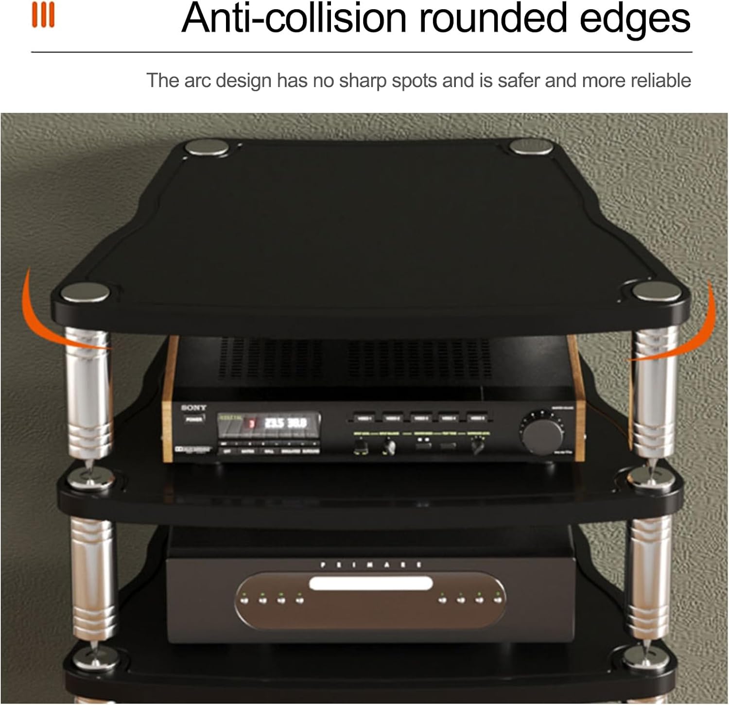 Stereo Racks and Stands AV Media Stand Audio Shelf, CD Rack Entertainment Stereo Component Organizer, for Home/Office/Theater Corner Entertainment Center(Brown,61.5cm/24.2in)