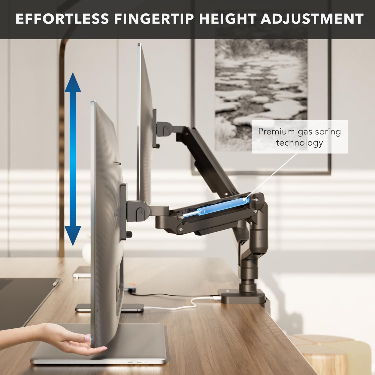 Mount-It! Proflex Series Heavy-Duty Dual Monitor Arm for 17–35' Screens, Gas Spring, Full Motion, USB-C & USB 3.0 Ports, VESA 75/100, Fits Ultrawide & Curved Displays, Clamp or Grommet Base