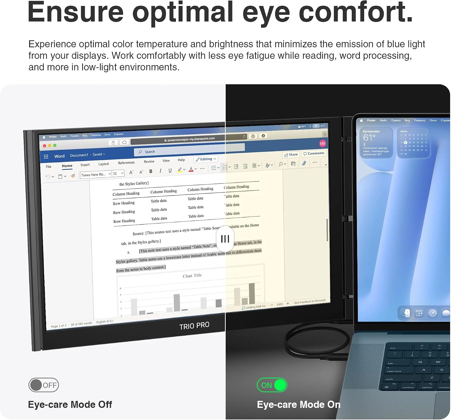 Trio 3 Pro 14.1' Mobile Pixels Portable Laptop Monitor(2026 Version), 1400p QHD Triple Monitor with Built-in Kickstand, One USB-C Cable Setup Laptop Screen Extender(Optional Magnets), Windows/macOS