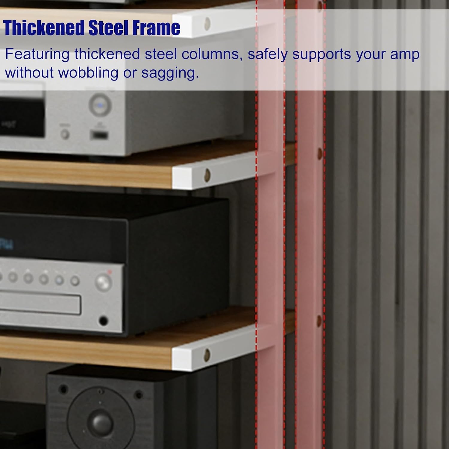 YLLFFLL Heavy Duty Av Media Stands 2 3 4 5 Tier Monolith for Corner, Audio Component Rack Tower Stereo Stand Equipment Shelf with Casters, HiFi Cabinet Unit(5 Layer)