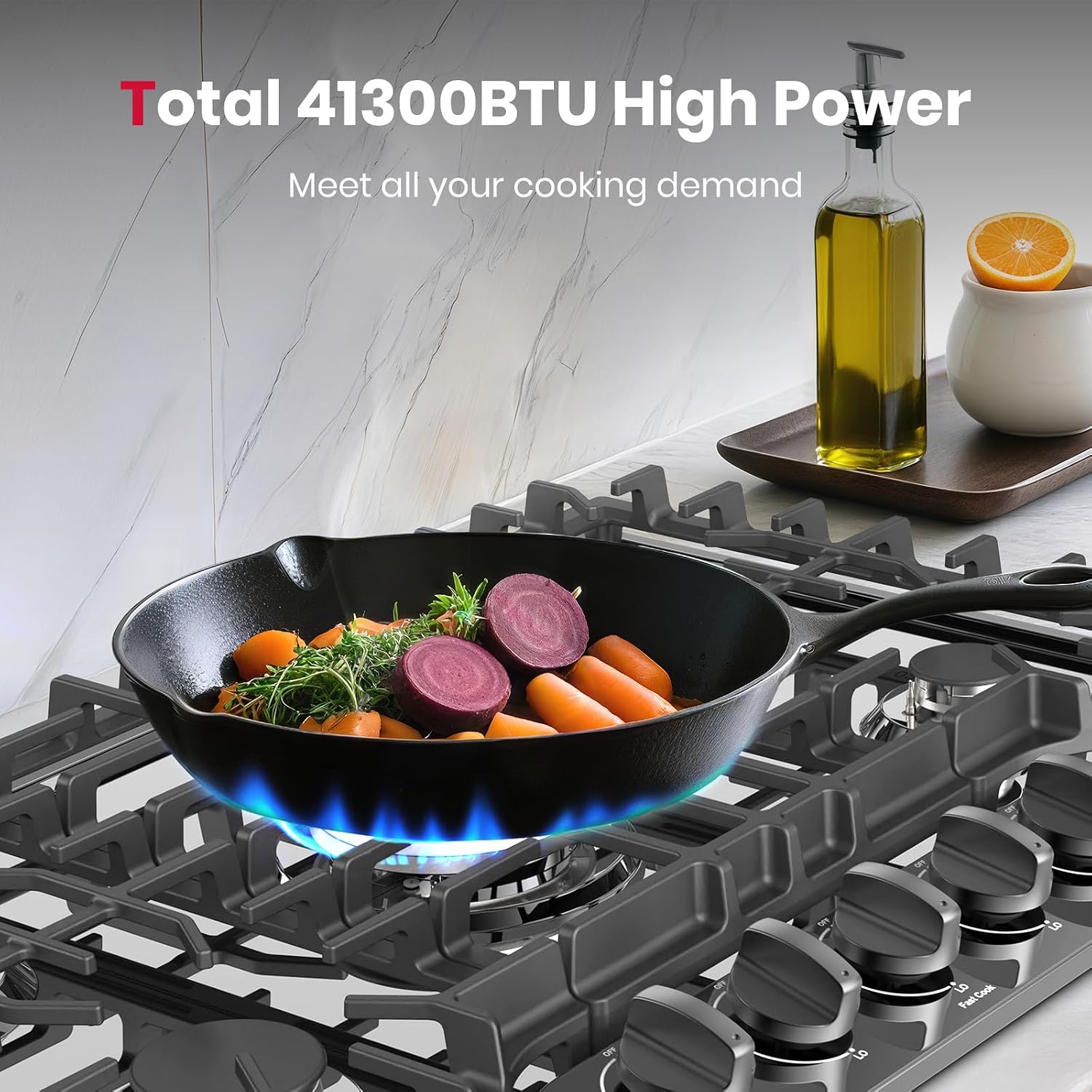 GASLAND Gas Cooktop 30 Inch Black, 5 Burner Propane Stove Top, Built-in Gas Cooktops NG/LPG Convertible, Plug-in with Thermocouple Protection, CSA Certified, Black
