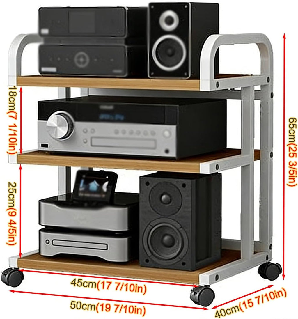 YLLFFLL 3-Tier Audio Component Rack Tower Media Stereo Stand Equipment Shelf on Wheels, Hi Fi Stands and Cabinets for Gaming Room, Open Storage Racks(#3)