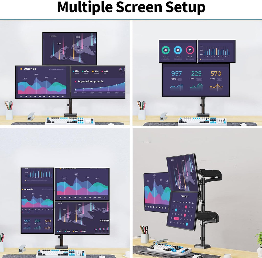 Triple Monitor Mount Fits Max 32' Computer Screen, Holds up to 17.6lbs Each Arm, 3 Monitor Desk Mount, Triple Stand with Tilt Swivel Rotation, VESA Mount 75/100mm