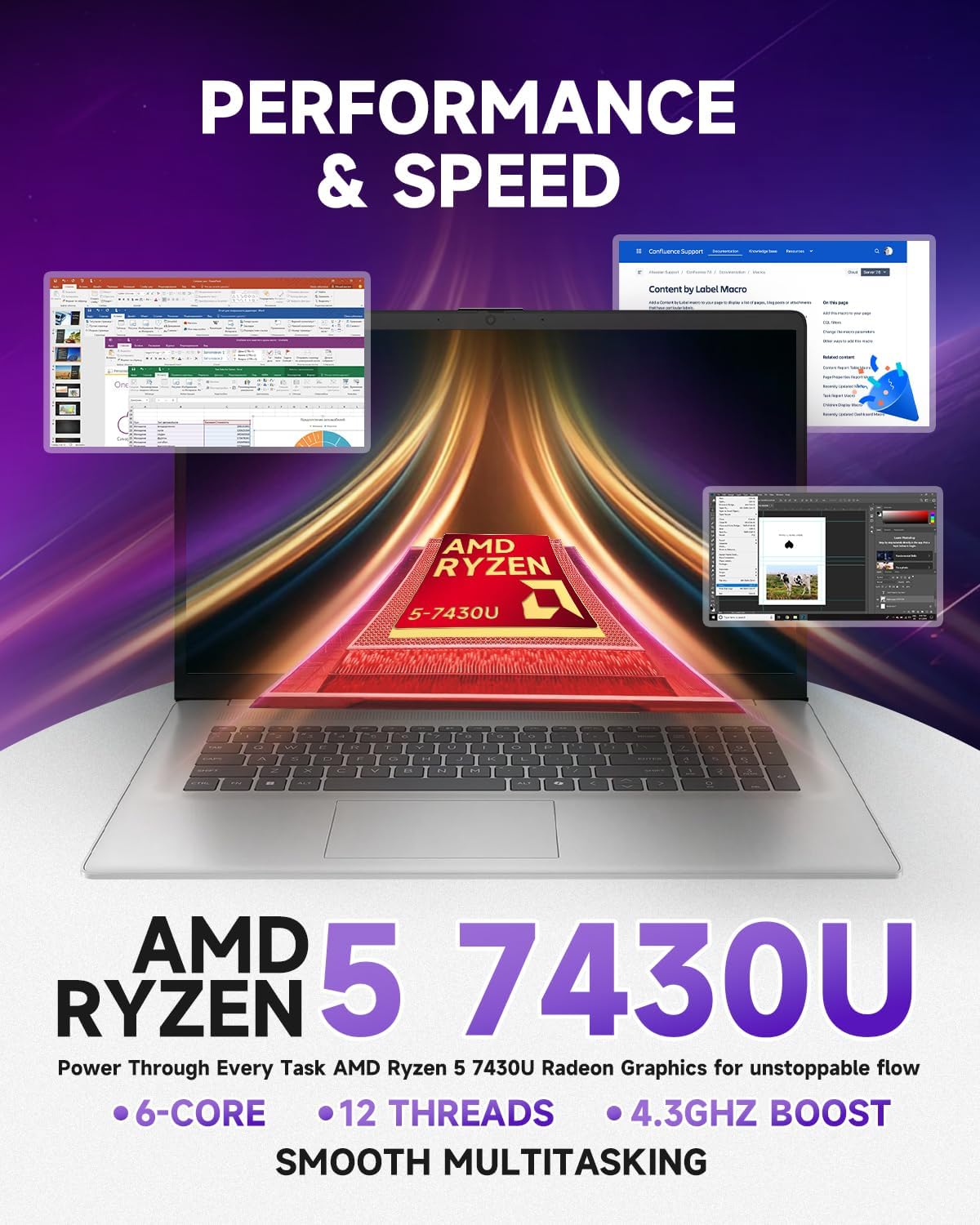 HP 17-inch Touchscreen Business Laptop - AMD Ryzen 5 7430U(4.3GHz Max) · HD+ Display · AI Copilot Key · Fast Charge · Privacy Camera · Wi-Fi 6 · Win 11 Pro · Redragon Bundle (64GB RAM | 4TB SSD)