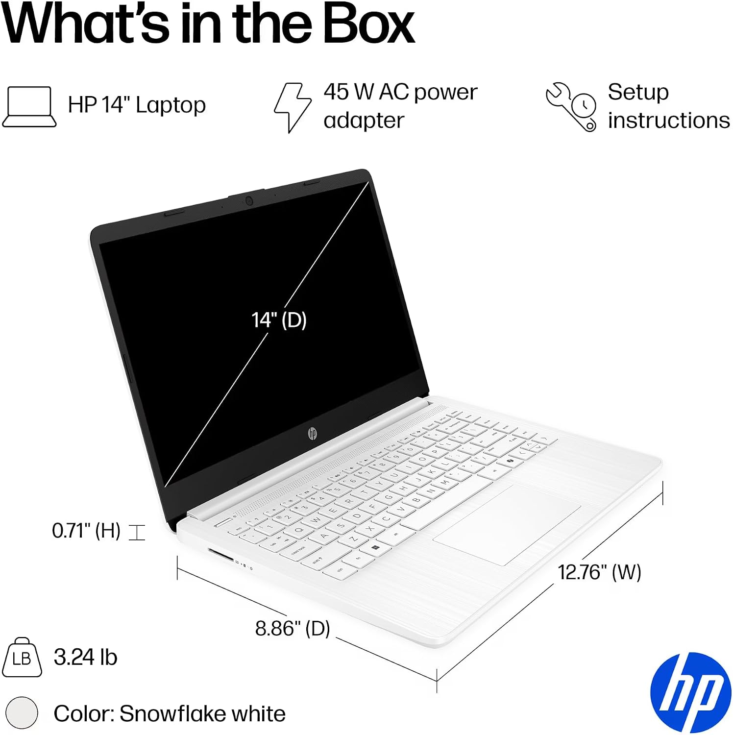 HP 14' Laptop Ultrabook 2026 Business Student Computer with MS Office, Copilot AI, Intel CPU Upto 2.8GHz, 8GB RAM, 628GB Storage (128GB SSD+500GB Ext), Wi-Fi 6, MarxsolAccessory, Win 11 Pro, White