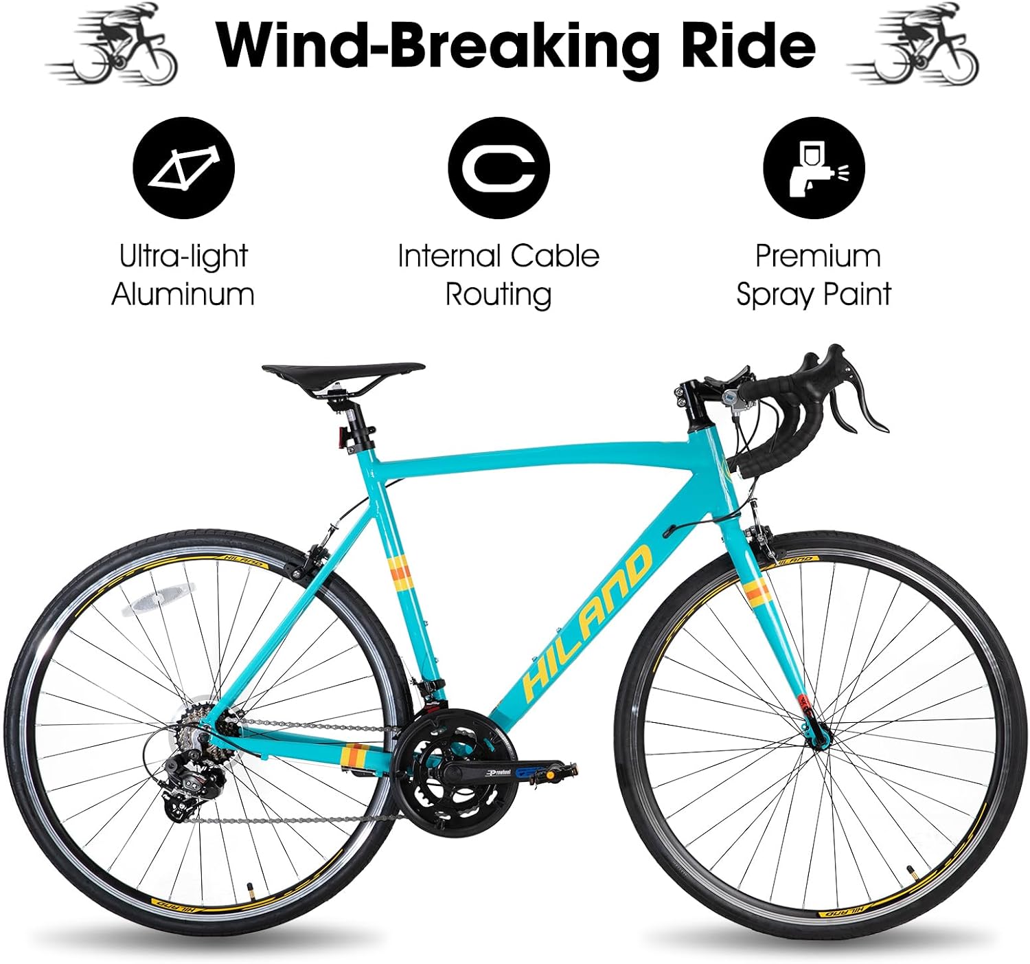 HILAND 700c Road Bike 14 Speed, Aluminum Frame Racing Bike, City Commuter Bicycle for Men Women