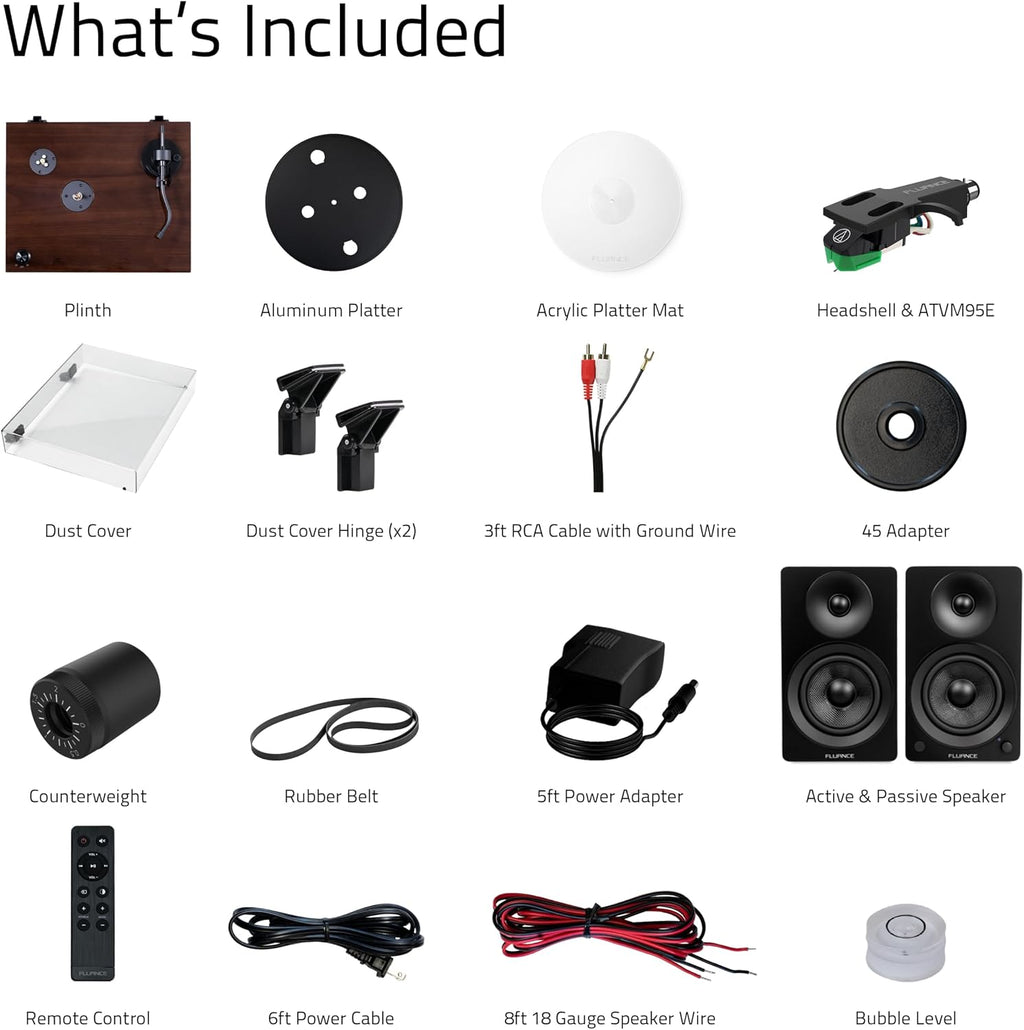 Fluance RT81+ Elite HiFi Vinyl Turntable and Ai41 Powered Bookshelf Speakers Bundle: High Fidelity Sound, Integrated Amplifier, Audio Technica Cartridge (Natural Walnut)