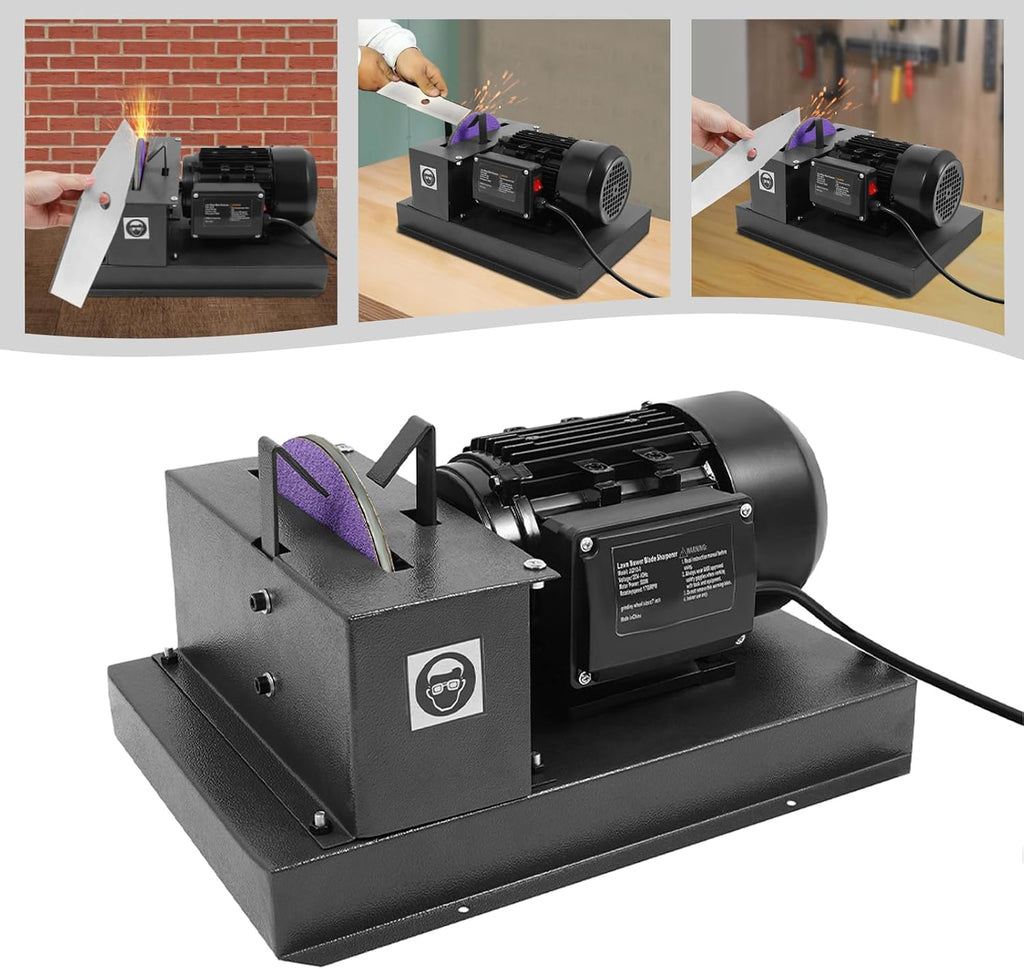 Lawn Mower Blade Sharpener, 2/3HP 500W Electric Blade Grinder, 1700 RPM Bench Blade Sharpening Machine with 7in Grinding Wheel for High-Low Lift Gator Flat Mower Blades