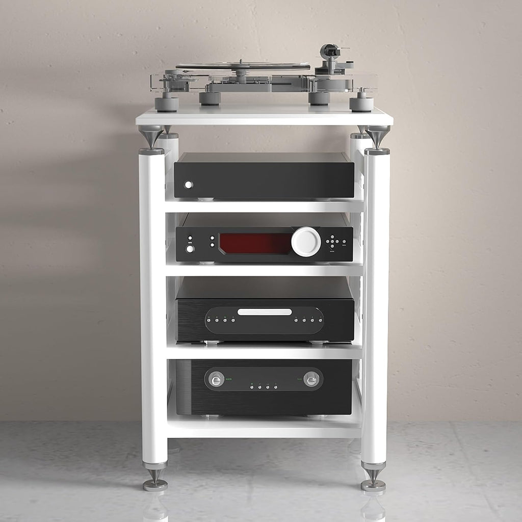 Audio Rack Stereo Cabinet,AV Media Stand,Stereo Racks and Stands,Dvd Stand Storage Tower,Corner Shelf TV Stand,Audio-video Shelving,Entertainment Stand,for Home Theater(White,62x57x100cm)