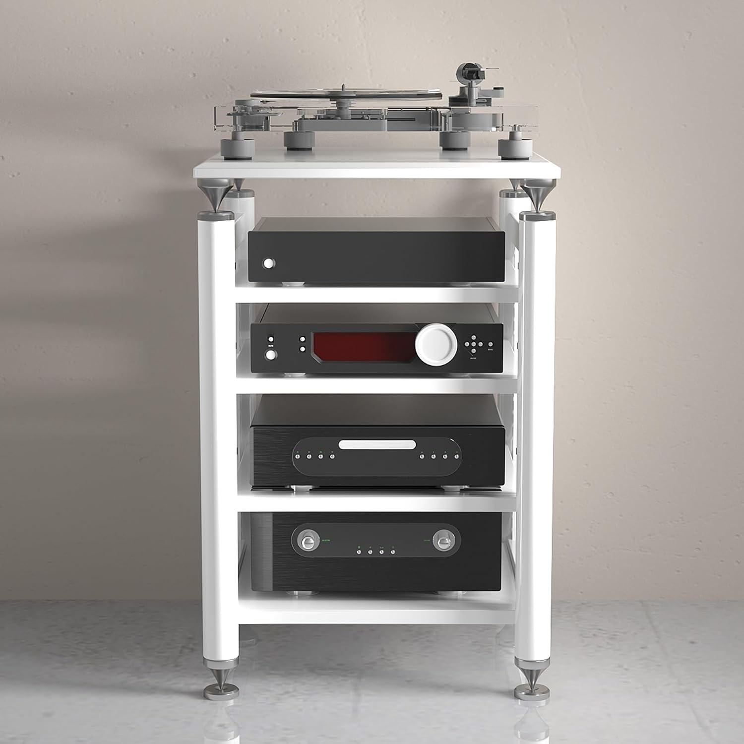 Audio Rack Stereo Cabinet,AV Media Stand,Stereo Racks and Stands,Dvd Stand Storage Tower,Corner Shelf TV Stand,Audio-video Shelving,Entertainment Stand,for Home Theater(White,62x57x100cm)