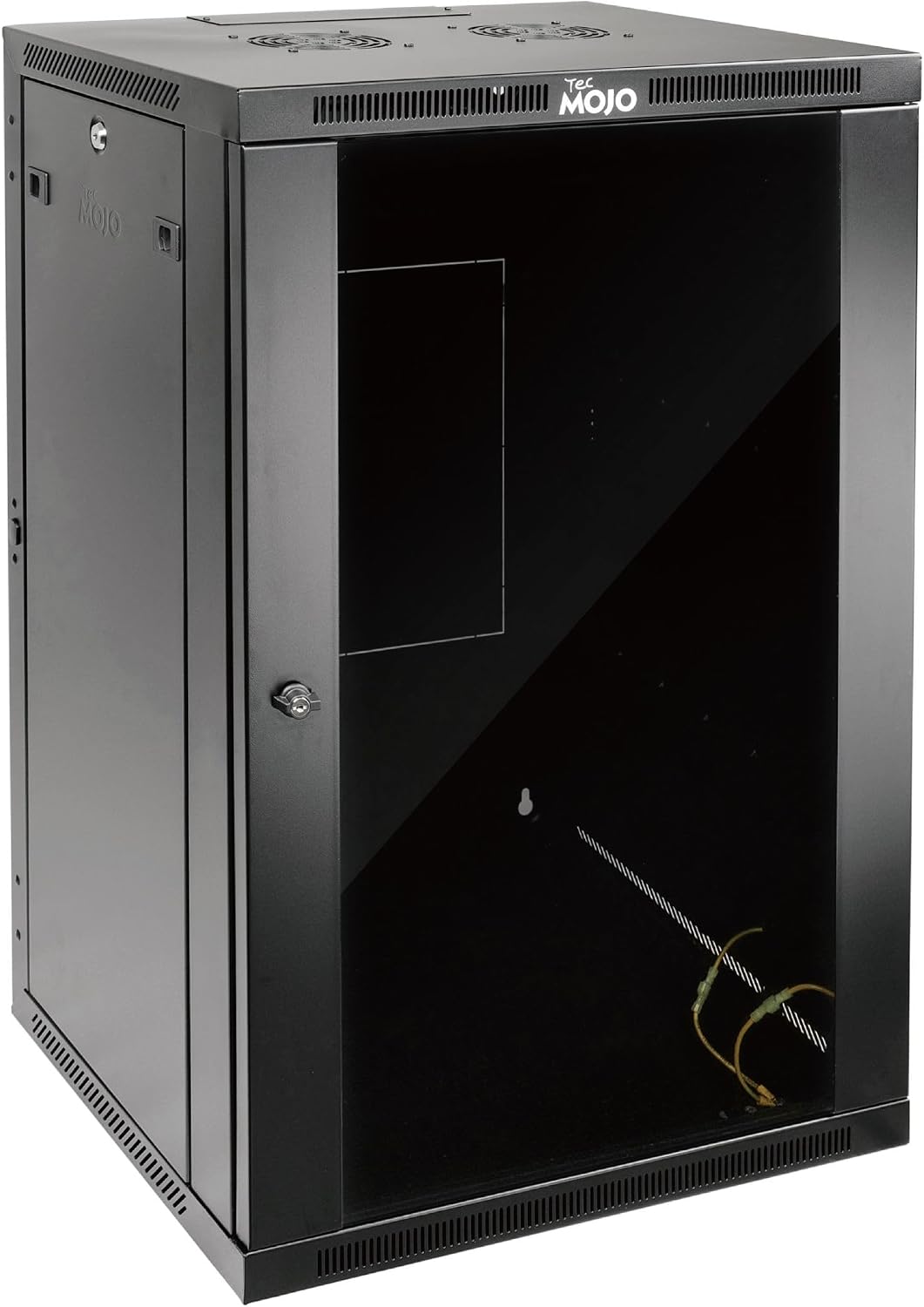 Tecmojo 18U Wall Mount Rack,18U Rack 23.6 Inch Depth,Hold Up to 176 Lbs,Enclosed Wall Mount Rack Kit for 19 Inch Network,Server and AV Gear,Glass Door(Elite Collection)