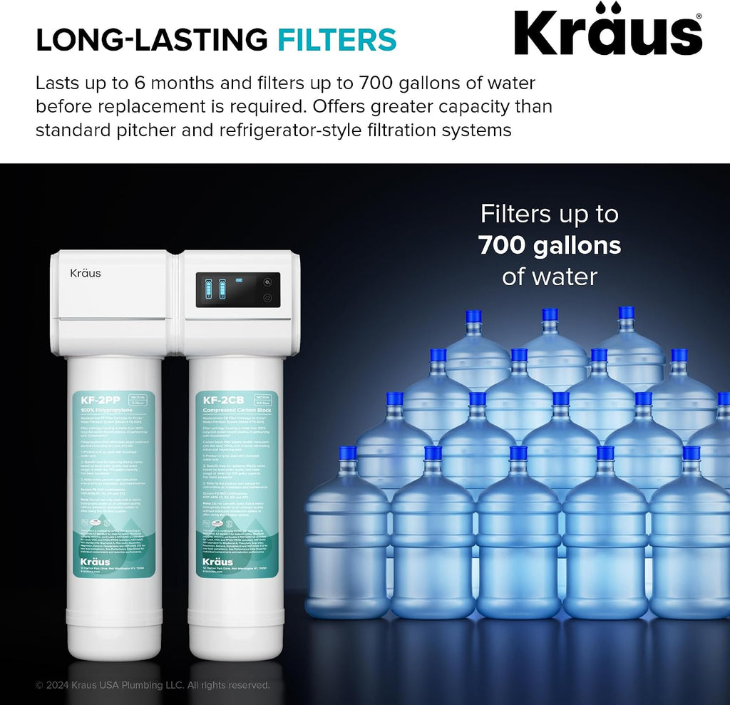 KRAUS Purita 2-Stage Under Sink Water Filtration System with Digital Display Monitor, FS-1001