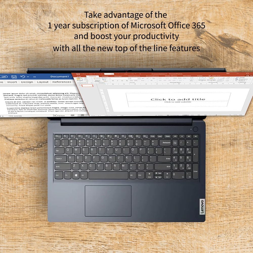 Lenovo IdeaPad 15.6' HD Anti-Glare w/ 1 Year Microsoft 365, 12GB RAM, 384GB SSD, Windows 11 Home, Intel Processor, WiFi 6, HDMI, USB-C, SD Card Reader, Up to 9.5 Hours Battery Life, w/WOWPC USB