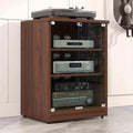 Media Cabinet AV Media Stand Stereo Cabinet with Adjustable Shelves Tempered Glass Doors and Cable Management, for Entertainment Stereo Racks Component(Brown,80cm/31.5in)