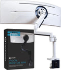 ULTRARM Heavy Duty Monitor Arm for Ultrawide Monitors up to 57' and 44 lbs, Single Desk Stand, Pneumatic Height Adjustable, Modular Extension Arms - Max VESA 100x100, White, MA20PW-S