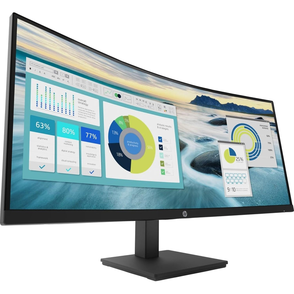 HP P34HC G4 34' WQHD Curved Screen Edge LED LCD Monitor - Vertical Alignment - 3440 x 1440 - 250 Nit - 100 Hz RR - HDMI - Display Port - Black