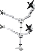 StarTech.com Desk Mount Quad Monitor Arm, Premium Articulating VESA 4X Monitor Mount 2x2 up to 30' (24.8lb/11.3kg), Height Adjustable Pole, Tilt Swivel Rotate, Clamp or Grommet Base, TAA