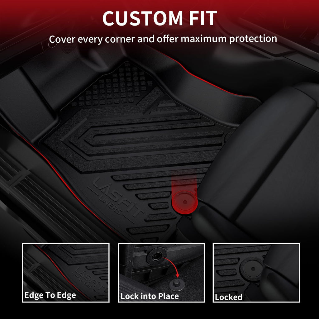 LASFIT Floor Mats & Backrest Mats & Cargo Mats for Hyundai Palisade 7/8 Seats 2025 2024 2023 2022 2021 2020, All Weather TPE Custom Fit Floor Liners for Palisade Full Set Car Mats Accessoires, Black