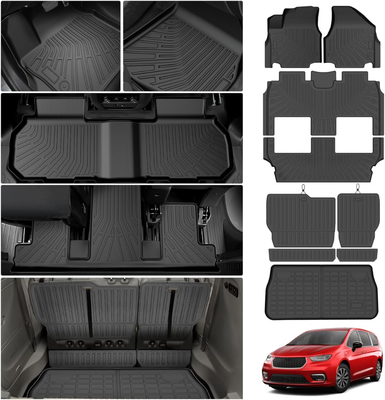 Cartist Floor Mats for Chrysler Pacifica Hybrid 2017-2026, All Weather Cargo Liner for Pacifica Accessories, Heavy Duty TPE Car Mats, Car Accessories