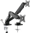 Rocelco Premium Double Monitor Desk Mount with USB 2.0 and Audio Port - Fits Dual 13' - 27' LED LCD Flat Screens - Pneumatic Full Motion Assist Adjustable Arm - Grommet and C Clamp - Black (R MA2)