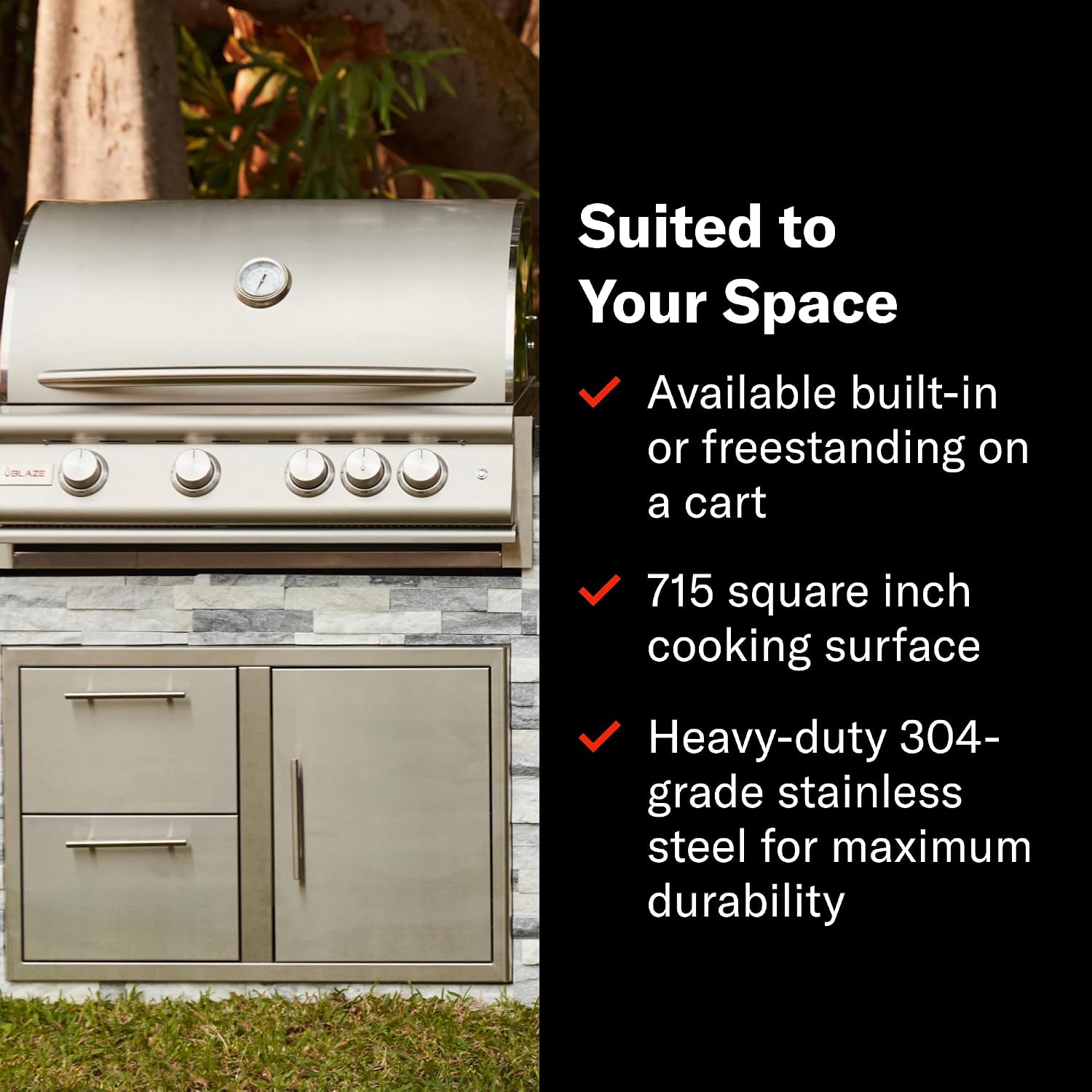 Blaze Gas Grill | 32-inch Built-in Natural Gas Grill | 4 Burner BBQ | Premium Outdoor Kitchen Grilling Experience | Best in Class Warranty | LTE+ | BLZ-4LTE3-NG