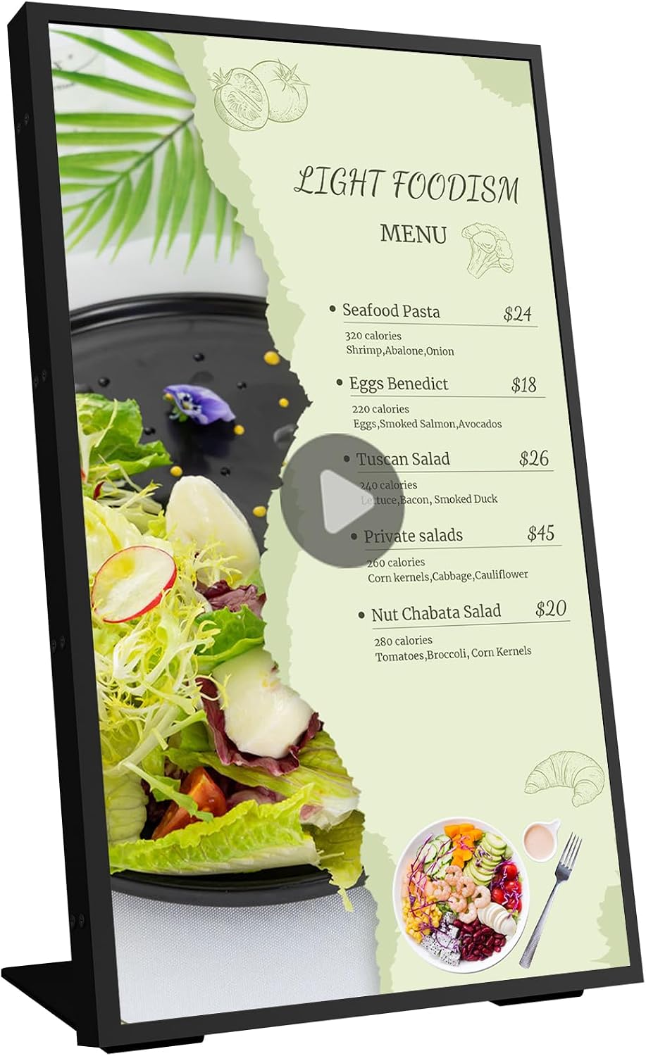 Digital Signage Display, 18.5 Inch 700 Nits Ultra-Bright Digital Menu Board with CMS, Desktop Digital Signage for Business, Restaurants & Commercial Use
