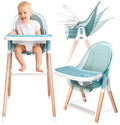 6 in 1 Deluxe Wooden High Chair for Babies & Toddlers, Modern Safe & Compact Baby Highchair, Easy to Clean & Assemble Removable Tray & Cushion, 6 Options 3 Seat Positions 2 Heights
