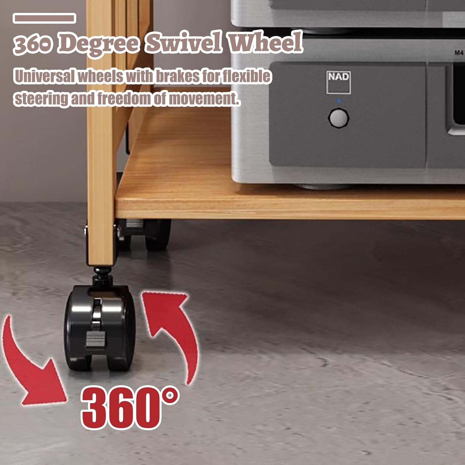 5-Tier Av Component Media Stand Stereo Cabinet Audio-Video Tower, Adjustable Audio Rack Equipment Open Shelf, Cd Players Console Organizer(Walnut Colour)