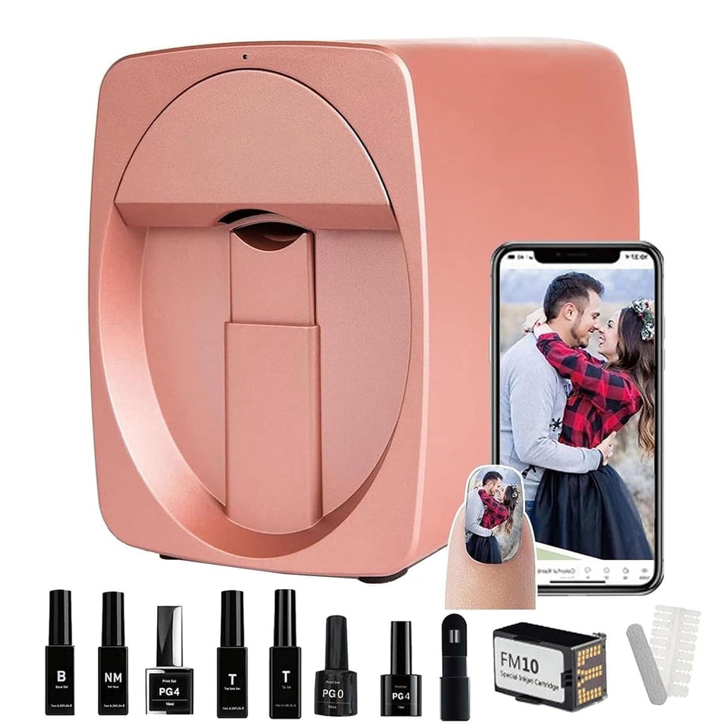 3D Nail Printer Robot Nail Painting Machine, Digital Intelligent Art Printers for Kids/Nails Salon/Manicure/Nails Lovers, Camera Identification, Over 1000 Pictures, 30s Done